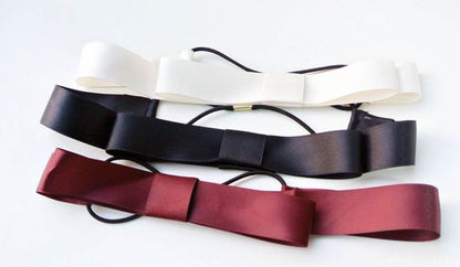 Satin ribbon bow-tie elastic headband