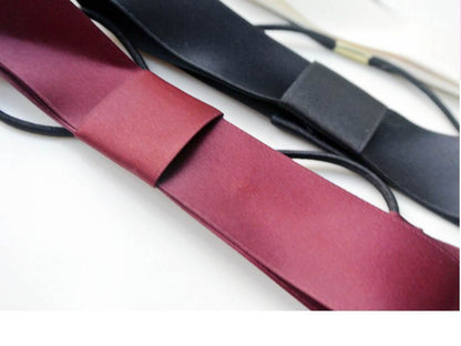 Satin ribbon bow-tie elastic headband
