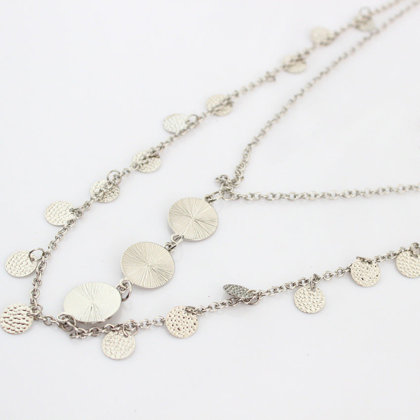 Silver coin-pieces body chain