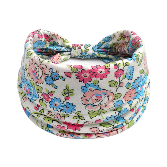 Multicoloured country flowers print 2-way knotted bandanna headband