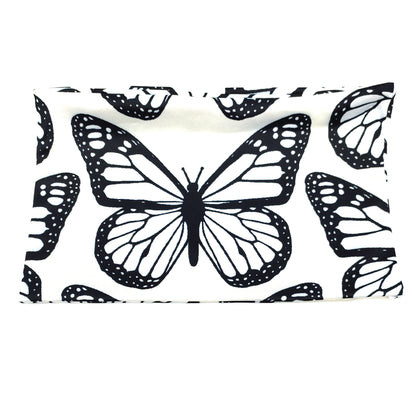 Black white butterflies patterned wide loop headband