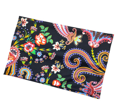 Ethnic style multicoloured black wide loop headband