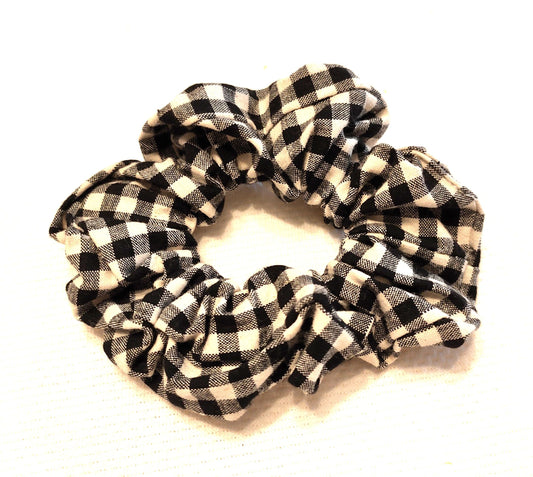 Cotton black gingham scrunchies