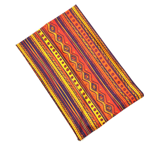 Multi-patterned red orange wide loop hair band