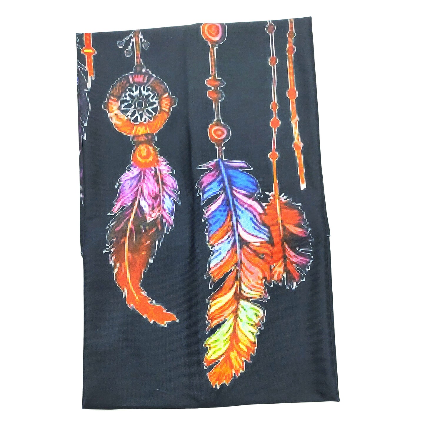 Multicoloured feather print black wide loop hair band