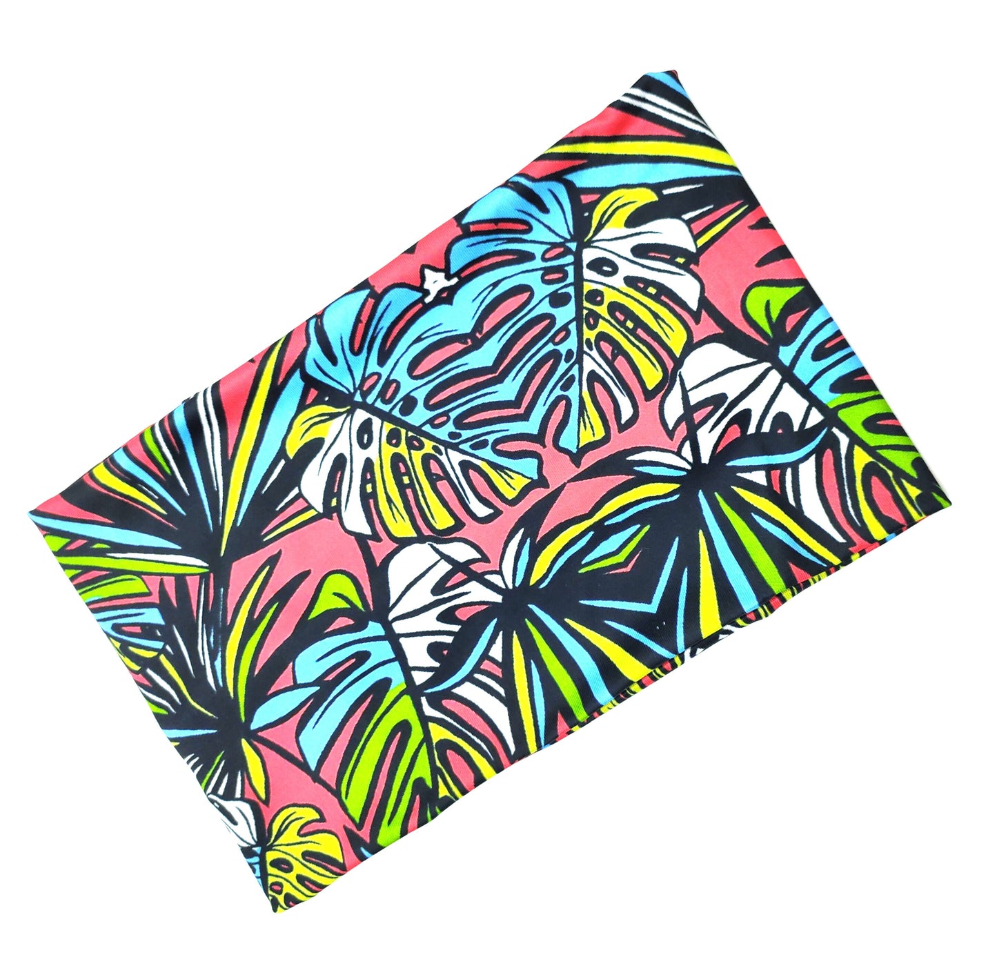 Multicoloured tropical leaves print wide loop hair band