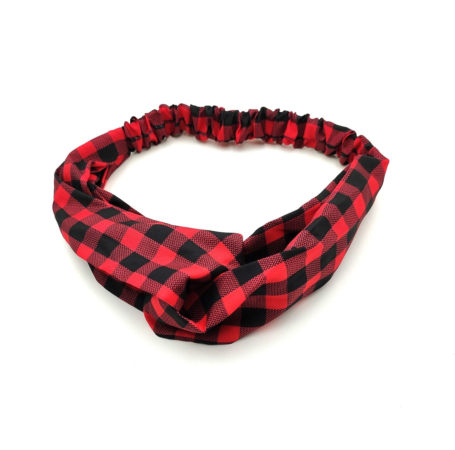 Checks patterned elastic headband