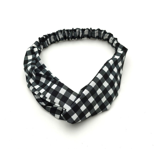 Checks patterned elastic headband