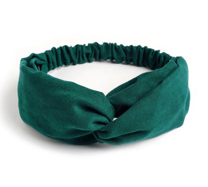 Plain colours suede twist front elastic headband