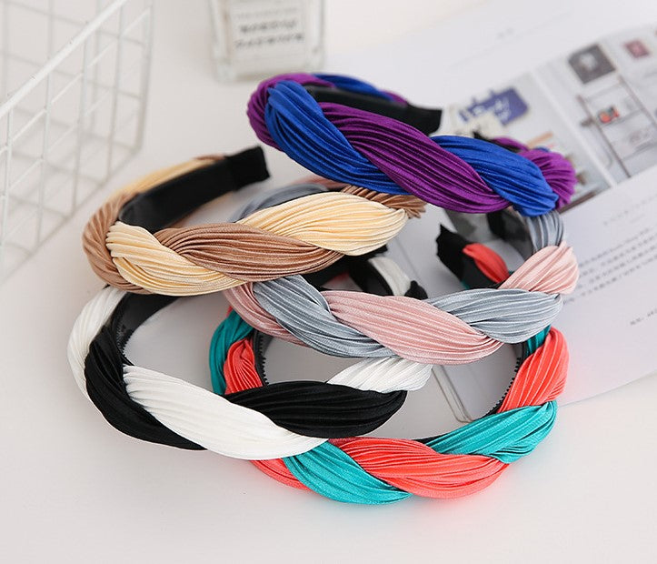 Mixed-colour twist braided headband