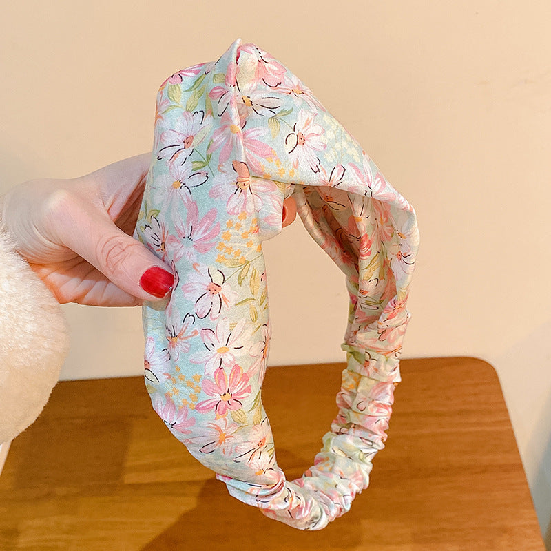 Twist front country flowers print elastic headband