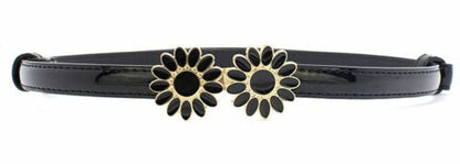 Daisy flowers buckle leather belt